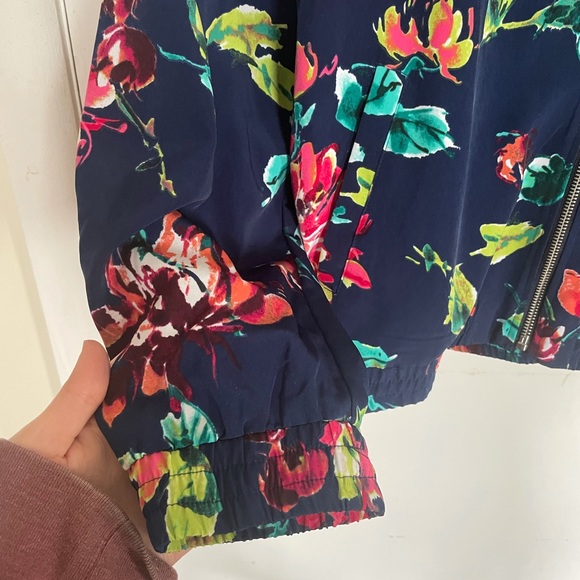 Susan Graver Blue Floral Bomber Jacket XL - Picture 5 of 7